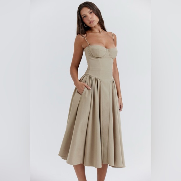 House of CBTaupe Midi Dress